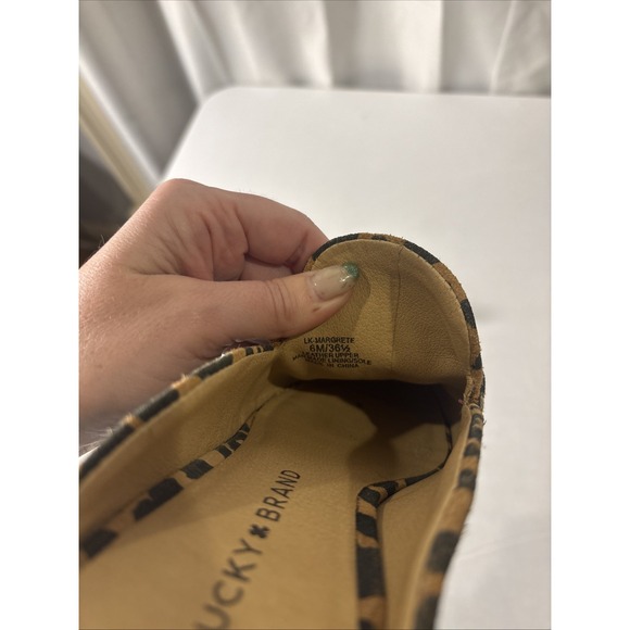 LUCKY BRAND Margrete Cheetah Print Suede Leather Mules Clogs 6M - Picture 8 of 8